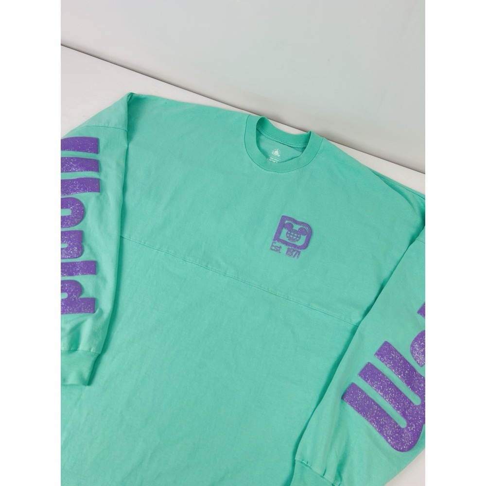 Disney World Spirit Jersey Unisex XL Mint Green Purple Sparkle Print